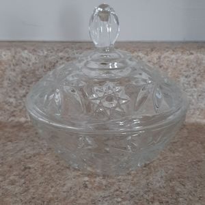 * Vintage Glass Candy Dish With Lid
